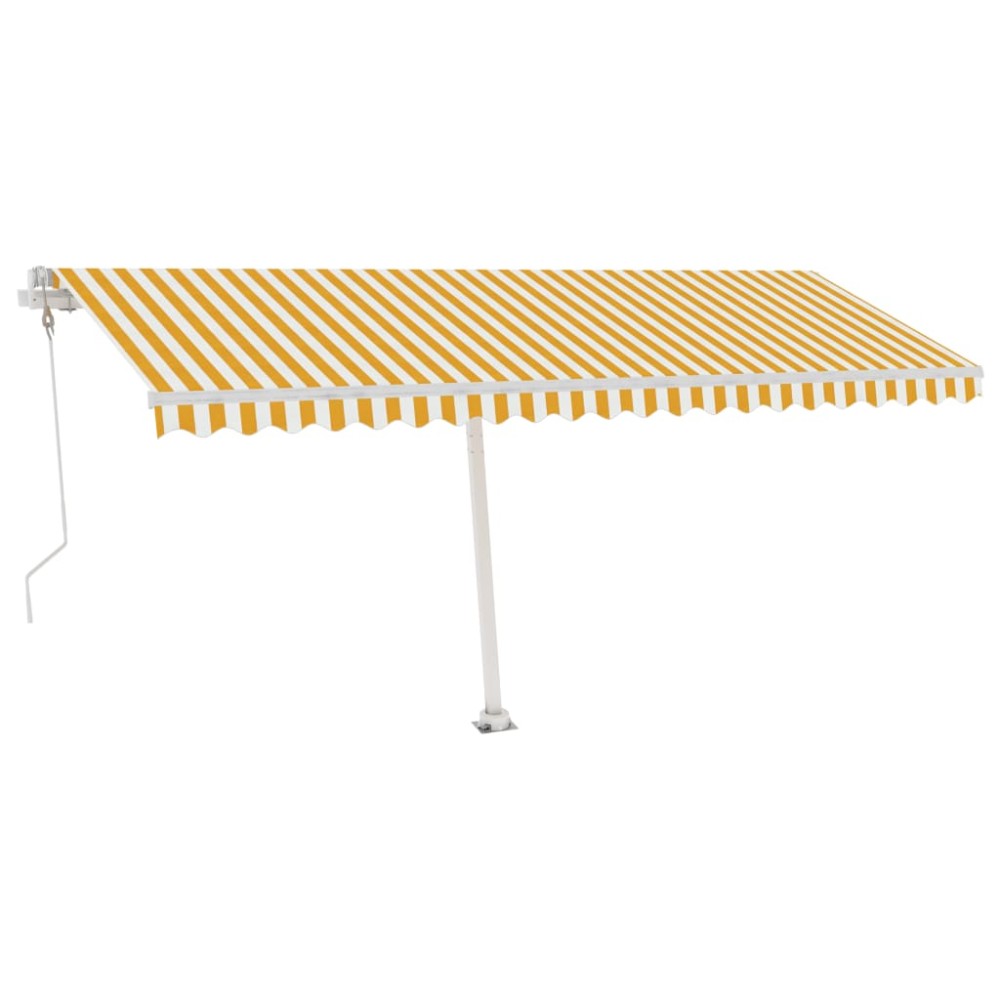vidaXL Copertină automată cu senzor vânt & LED, galben&alb, 500x300 cm
