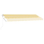 vidaXL Copertină automată cu senzor vânt & LED, galben&alb, 500x300 cm vidaXL Copertină automată cu senzor vânt & LED, galben&alb, 500x300 cm