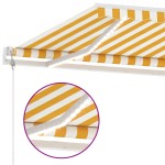 vidaXL Copertină automată cu senzor vânt & LED, galben&alb, 500x300 cm vidaXL Copertină automată cu senzor vânt & LED, galben&alb, 500x300 cm