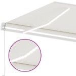 vidaXL Copertină retractabilă manual cu LED, crem, 600x300 cm