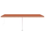 vidaXL Copertină retractabilă manual, LED, portocaliu&maro, 600x300 cm