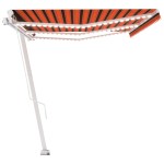 vidaXL Copertină retractabilă manual, LED, portocaliu&maro, 600x300 cm