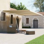 vidaXL Copertină autonomă retractabilă automat, crem, 600x300 cm vidaXL Copertină autonomă retractabilă automat, crem, 600x300 cm