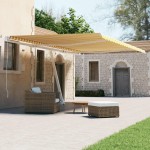 vidaXL Copertină autonomă retractabilă automat galben&alb 600x300 cm vidaXL Copertină autonomă retractabilă automat galben&alb 600x300 cm