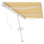 vidaXL Copertină autonomă retractabilă automat galben&alb 600x300 cm vidaXL Copertină autonomă retractabilă automat galben&alb 600x300 cm
