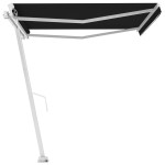 vidaXL Copertină autonomă retractabilă manual, antracit, 400x350 cm