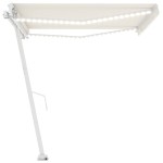 vidaXL Copertină retractabilă manual cu LED, crem, 400x350 cm