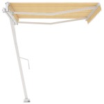 vidaXL Copertină autonomă retractabilă automat galben&alb 400x350 cm vidaXL Copertină autonomă retractabilă automat galben&alb 400x350 cm