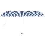 vidaXL Copertină retractabilă manual autonomă, albastru/alb, 450x350cm