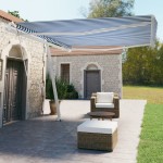 vidaXL Copertină autonomă retractabilă automat albastru&alb 450x350 cm vidaXL Copertină autonomă retractabilă automat albastru&alb 450x350 cm