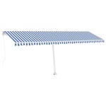 vidaXL Copertină retractabilă manual LED, albastru și alb, 600x350 cm