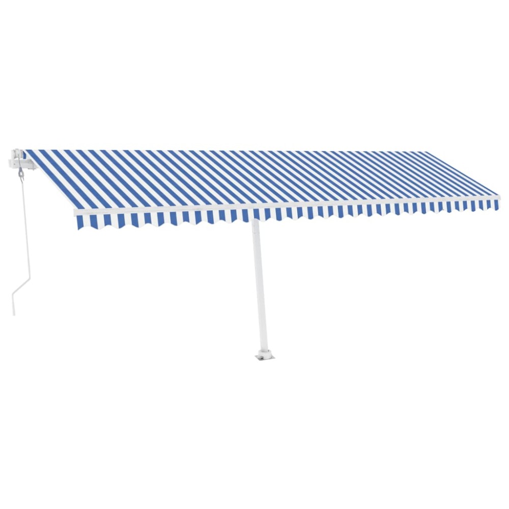 vidaXL Copertină autonomă retractabilă automat albastru&alb 600x350 cm