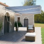 vidaXL Copertină autonomă retractabilă automat albastru&alb 600x350 cm vidaXL Copertină autonomă retractabilă automat albastru&alb 600x350 cm