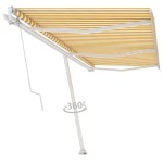 vidaXL Copertină autonomă retractabilă automat galben&alb 600x350 cm vidaXL Copertină autonomă retractabilă automat galben&alb 600x350 cm