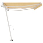 vidaXL Copertină autonomă retractabilă automat galben&alb 600x350 cm vidaXL Copertină autonomă retractabilă automat galben&alb 600x350 cm