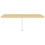 vidaXL Copertină automată cu senzor vânt & LED, galben/alb, 600x350 cm