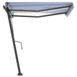 vidaXL Copertină retractabilă manual cu LED albastru și alb 300x250 cm