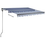 vidaXL Copertină retractabilă manual cu LED albastru și alb 300x250 cm