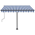 vidaXL Copertină retractabilă manual cu LED albastru și alb 300x250 cm