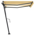 vidaXL Copertină retractabilă manual cu LED galben și alb 300x250 cm vidaXL Copertină retractabilă manual cu LED galben și alb 300x250 cm
