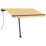 vidaXL Copertină retractabilă manual cu LED galben și alb 300x250 cm vidaXL Copertină retractabilă manual cu LED galben și alb 300x250 cm