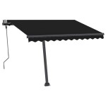 vidaXL Copertină retractabilă manual cu LED, antracit, 300x250 cm vidaXL Copertină retractabilă manual cu LED, antracit, 300x250 cm