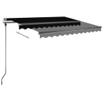 vidaXL Copertină retractabilă manual cu LED, antracit, 300x250 cm vidaXL Copertină retractabilă manual cu LED, antracit, 300x250 cm