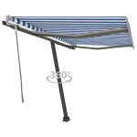 vidaXL Copertină autonomă retractabilă automat albastru&alb 300x250 cm vidaXL Copertină autonomă retractabilă automat albastru&alb 300x250 cm
