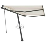 vidaXL Copertină autonomă retractabilă automat, crem, 300x250 cm vidaXL Copertină autonomă retractabilă automat, crem, 300x250 cm