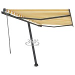 vidaXL Copertină autonomă retractabilă automat galben&alb 300x250 cm vidaXL Copertină autonomă retractabilă automat galben&alb 300x250 cm