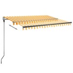 vidaXL Copertină autonomă retractabilă automat galben&alb 300x250 cm vidaXL Copertină autonomă retractabilă automat galben&alb 300x250 cm