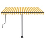 vidaXL Copertină autonomă retractabilă automat galben&alb 300x250 cm vidaXL Copertină autonomă retractabilă automat galben&alb 300x250 cm