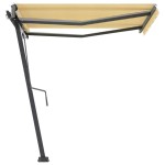 vidaXL Copertină autonomă retractabilă automat galben&alb 300x250 cm vidaXL Copertină autonomă retractabilă automat galben&alb 300x250 cm