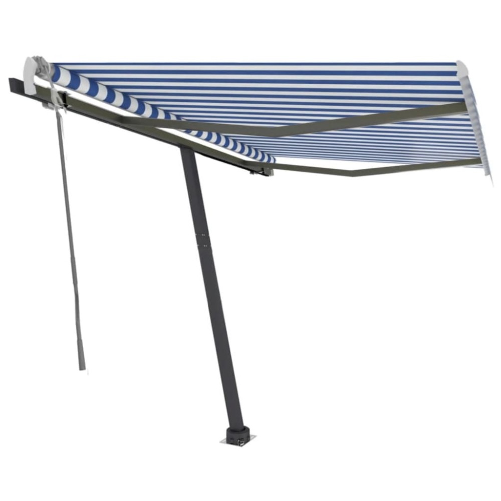 vidaXL Copertină autonomă retractabilă manual albastru&alb 350x250 cm