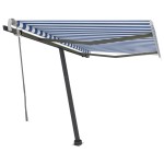 vidaXL Copertină autonomă retractabilă manual albastru&alb 350x250 cm vidaXL Copertină autonomă retractabilă manual albastru&alb 350x250 cm