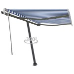 vidaXL Copertină autonomă retractabilă manual albastru&alb 350x250 cm vidaXL Copertină autonomă retractabilă manual albastru&alb 350x250 cm