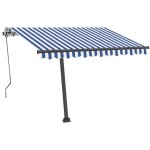 vidaXL Copertină autonomă retractabilă manual albastru&alb 350x250 cm vidaXL Copertină autonomă retractabilă manual albastru&alb 350x250 cm