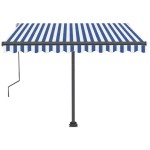 vidaXL Copertină autonomă retractabilă manual albastru&alb 350x250 cm vidaXL Copertină autonomă retractabilă manual albastru&alb 350x250 cm