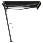 vidaXL Copertină autonomă retractabilă manual, antracit, 350x250 cm