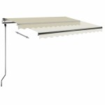 vidaXL Copertină retractabilă manual cu LED, crem, 350x250 cm
