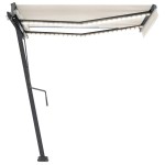 vidaXL Copertină retractabilă manual cu LED, crem, 350x250 cm