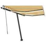 vidaXL Copertină retractabilă manual cu LED, galben și alb, 350x250 cm