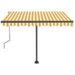vidaXL Copertină retractabilă manual cu LED, galben și alb, 350x250 cm