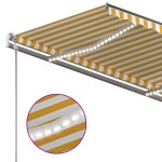 vidaXL Copertină retractabilă manual cu LED, galben și alb, 350x250 cm