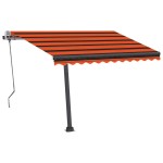 vidaXL Copertină retractabilă manual cu LED portocaliu&maro 350x250 cm