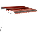 vidaXL Copertină retractabilă manual cu LED portocaliu&maro 350x250 cm