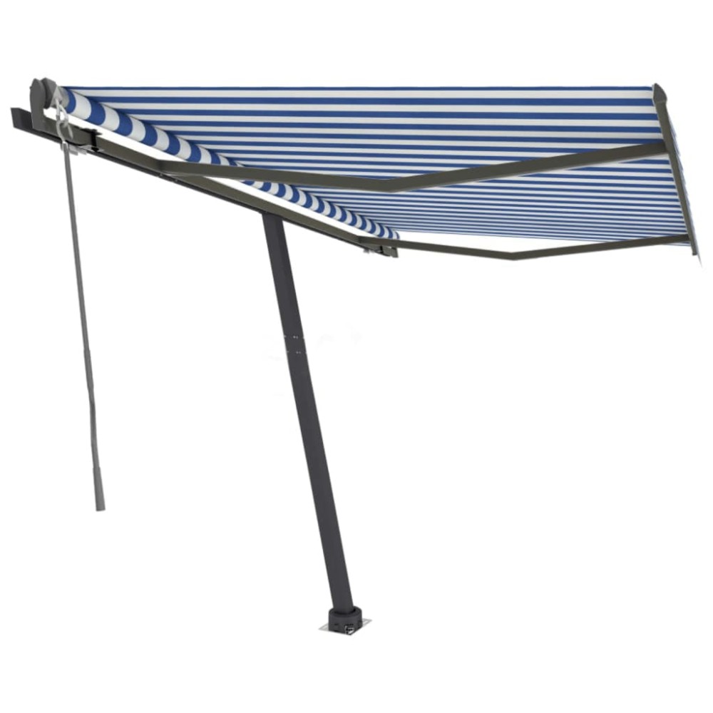 vidaXL Copertină autonomă retractabilă automat albastru&alb 350x250 cm