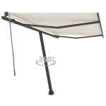 vidaXL Copertină autonomă retractabilă automat, crem, 350x250 cm vidaXL Copertină autonomă retractabilă automat, crem, 350x250 cm