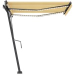 vidaXL Copertină autonomă retractabilă automat, galben&alb, 350x250 cm vidaXL Copertină autonomă retractabilă automat, galben&alb, 350x250 cm