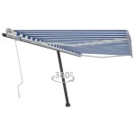 vidaXL Copertină autonomă retractabilă manual albastru/alb 400x300 cm vidaXL Copertină autonomă retractabilă manual albastru/alb 400x300 cm